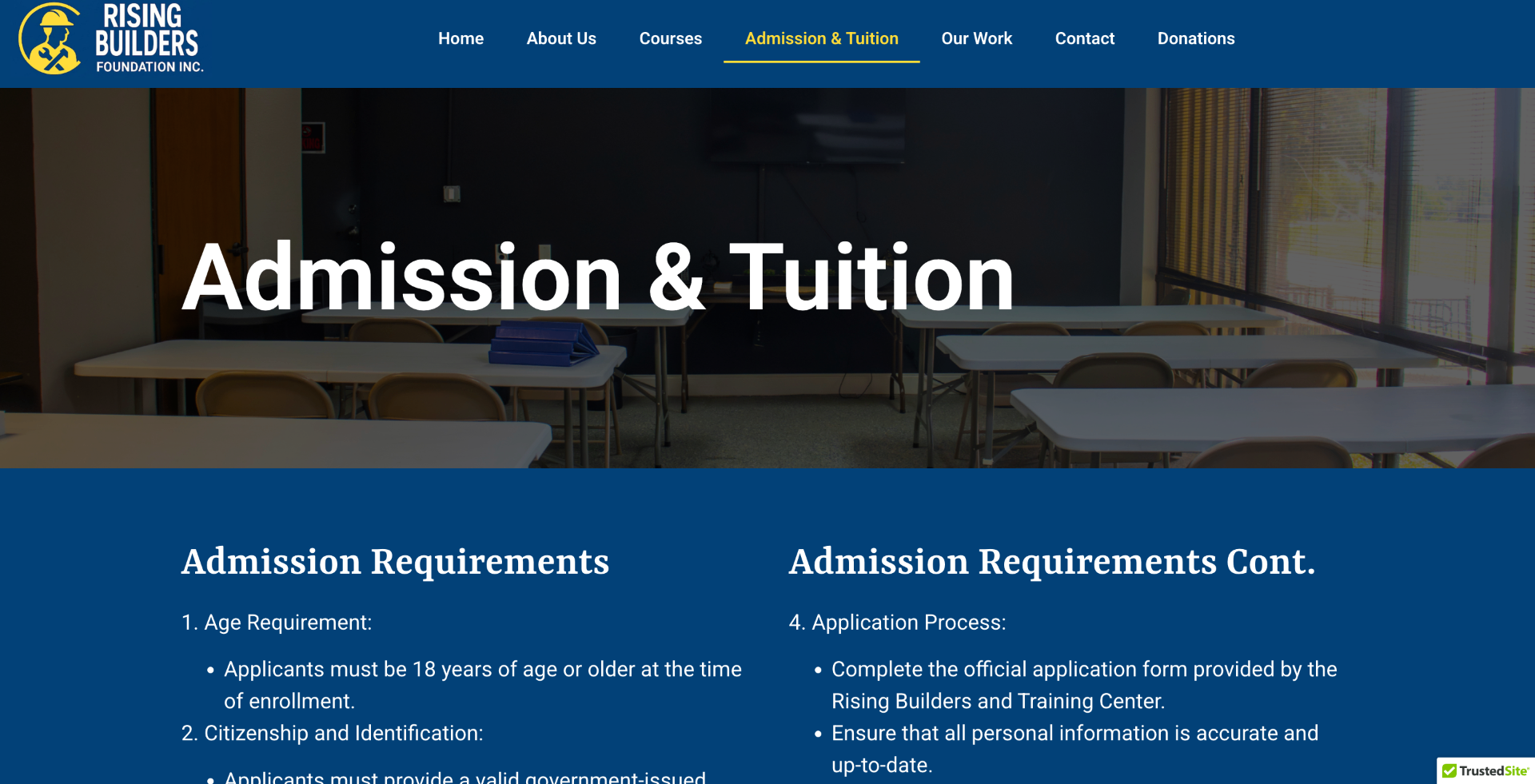 Admission & Tuition — desktop