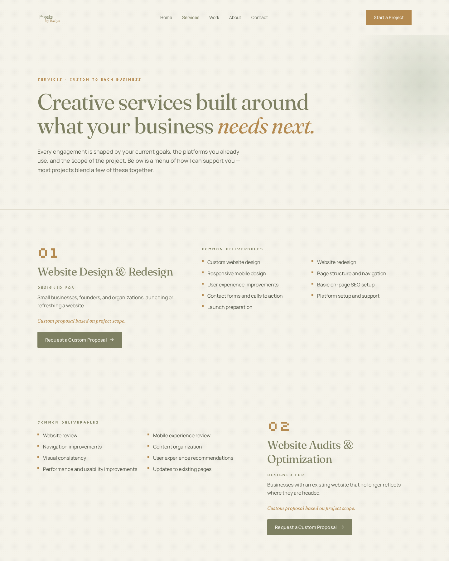 Services page — desktop