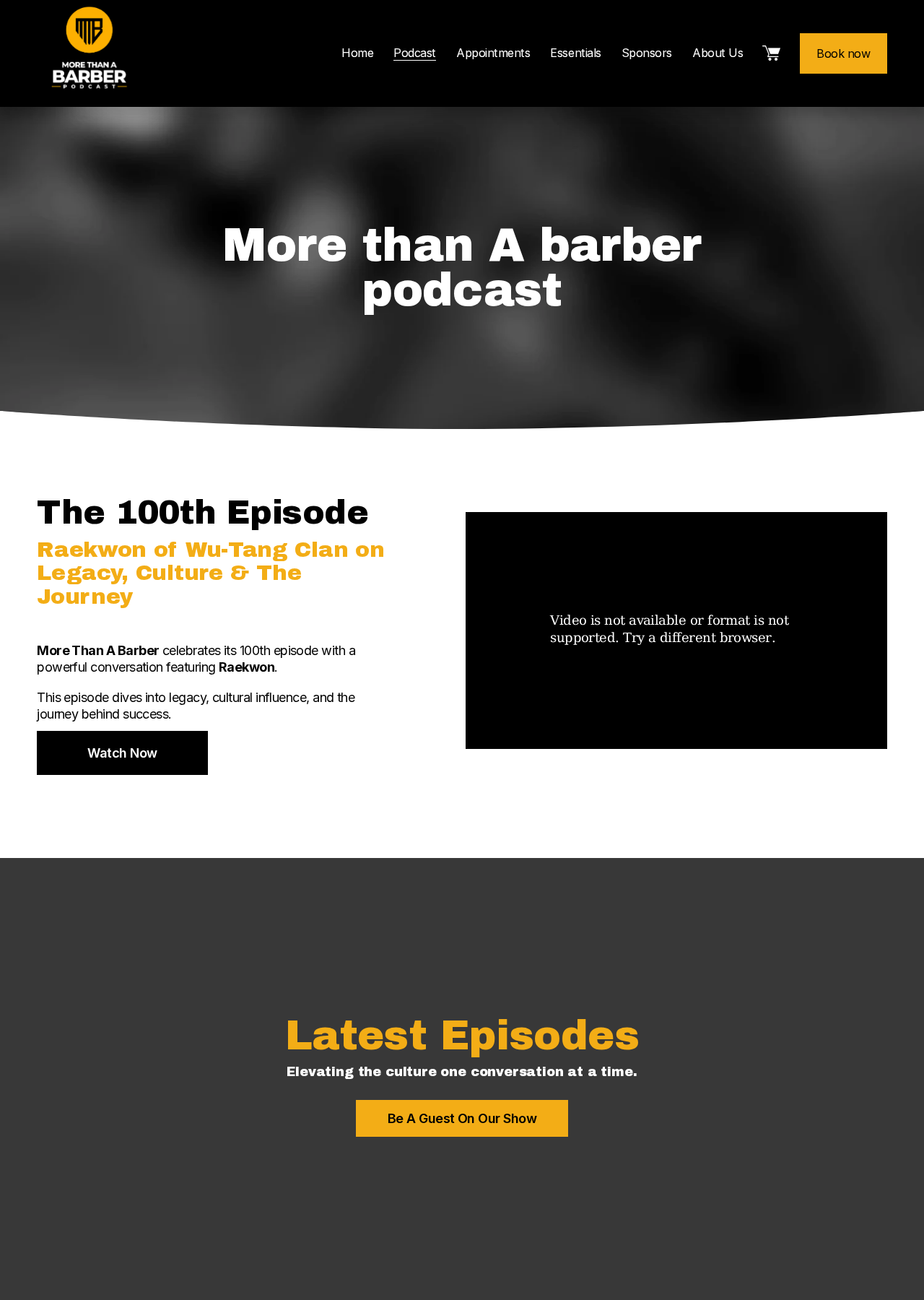 Podcast page with episode content — desktop